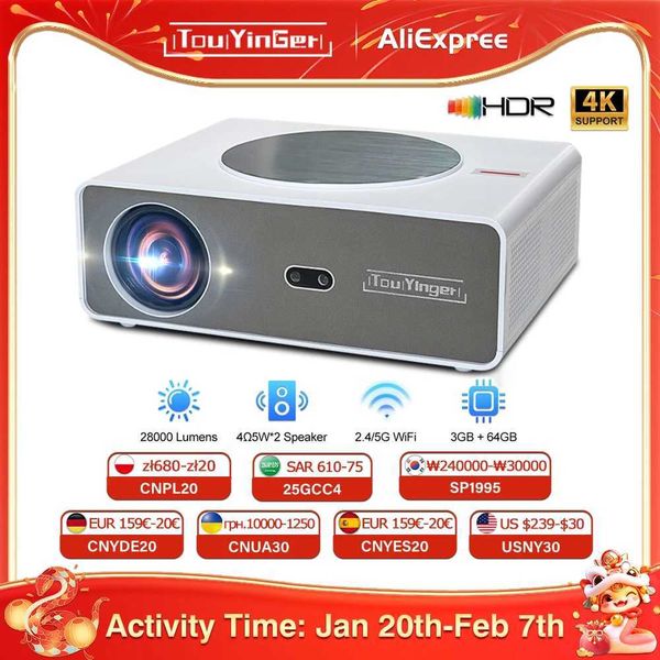 Projectors NEW Touyinger Q11Android Projector 4k 8k LED Home Theater Projector 5G Full HD Movie Projector z250205