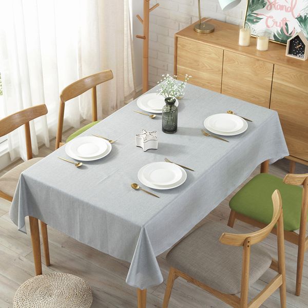 W437 Waterproof solid color simple table cloth cotton and linen table cloth