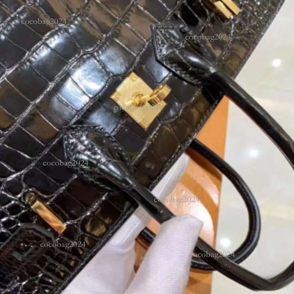 

Designer Handbag Banquet Classic Commuter Bag 25 30CM Fully handmade in original Niloticus Shiny crocodile gold hardware, Honey brown