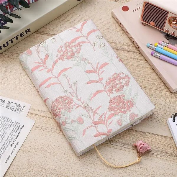 Book Sleeve Cover Handmade Floral Print Cloth Fabric Scrapbook Protector Decorative Jacket A5 250207