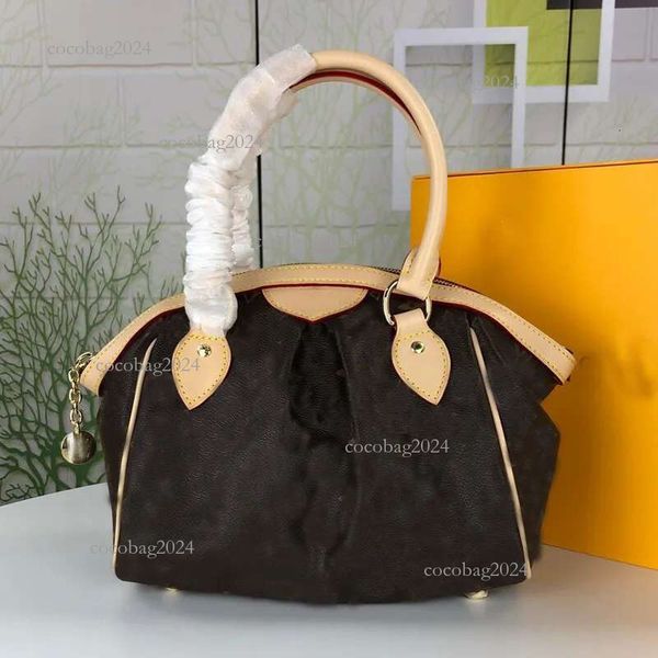 

Large Tote Bowg Shape Handbag Wrinkle Genuine Leather handbags Soft Hand Fashion Letter Old wer Lady Shoulder Bag High Quality, 36*21*16cm