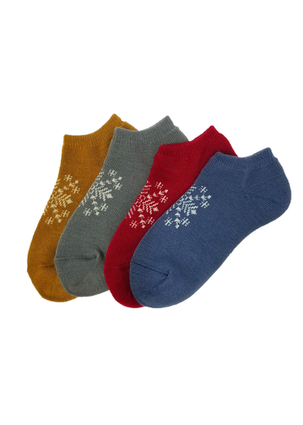 

thick yarn knit womens boating socks with vintage snowflakes perfect for cooler seasons, Orange