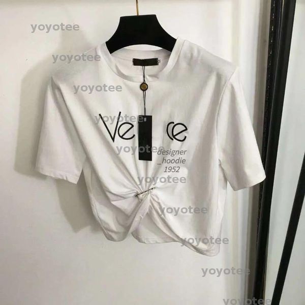 

Luxury womens clothing women t shirt tee designer tank top summer short sleeve tshirt hip hop casual cropped top metal pin sexy t shirts BFG2502107, No.12