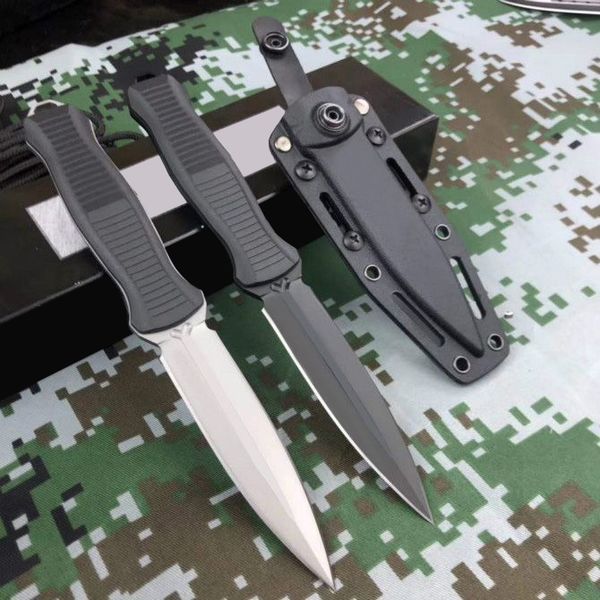 Fixed Blade Knife with Leather Sheath D Steel Blade Ergonomic Grivory Handle for Outdoor Survival
