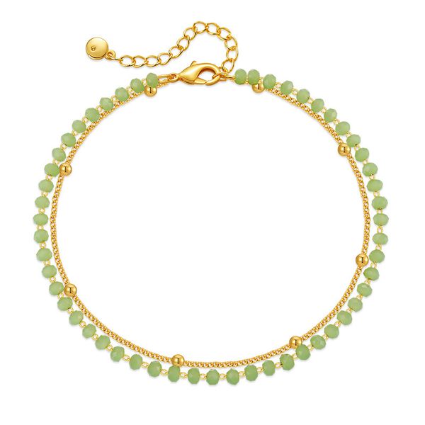 

New Product: Small, Fresh, Irregular Cut Surface Design, Blue Green Original Stone Foot Chain, Bohemian Style, Simple Foot Chain