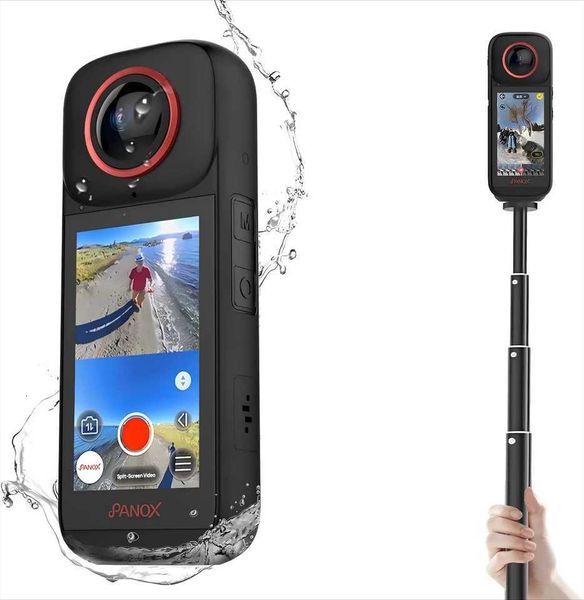 PanoX V3 360Action Camera IPX8 Waterproof 1600mAh Replaceable Battery 5.7K Loop Recording 12K HDR 360Photo X250210