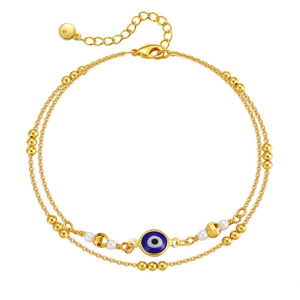 

Turkey Inspired Multilayer Ankle Chain in Royal Blue - Durable 18K Gold Plated Design