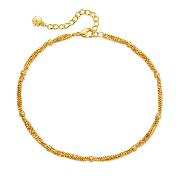 

New Summer French Multi layer Chain Design Retro Foot Accessories Fashionable 18K Gold Plated Plain Chain Cold Style Versatile Foot Chain