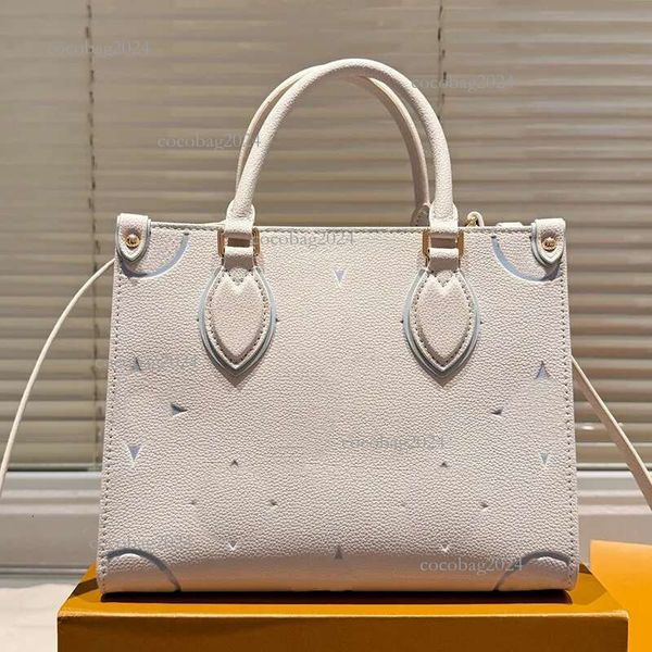 

L wers Pattern Emed Mini OTG Tote Bag Brand Cowhide Multicolor Leather Designer Women Shoulder Bags Lady Adjustable Strap Shopper, Beige+pink