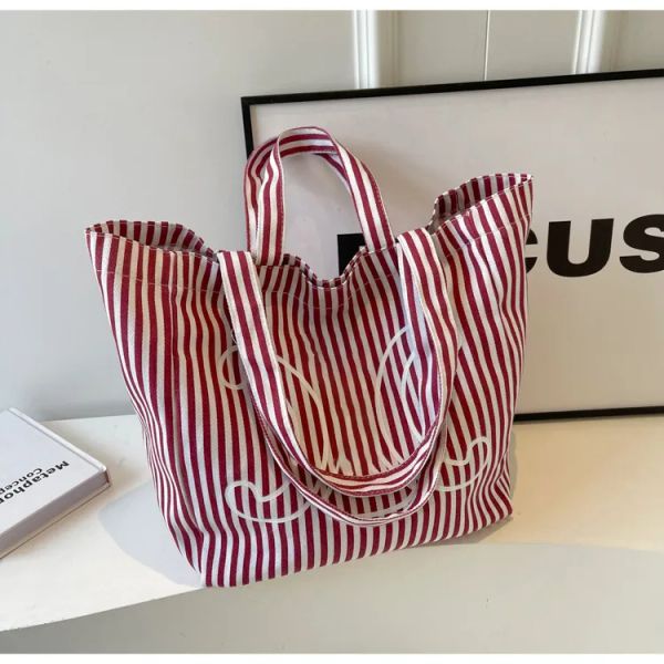 

Designer Bag Striped Single Shoulder Canvas Bag Large Capacity High-End Customized Bag, Burgundy