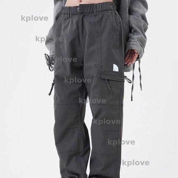 

Designer Womens Pants Work Pants For Men Autumn Winter Thickened Outdoor Straight Tube Drawstring Pants, Gray