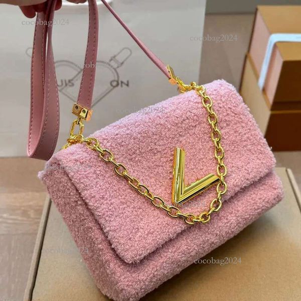 

Cf Designer Womens Classic Wool Shoulder Wrap Gold Hardware Metal Buckle Tote Matilas Chain Crossbody Bag Retro 23cm Purse, Light green