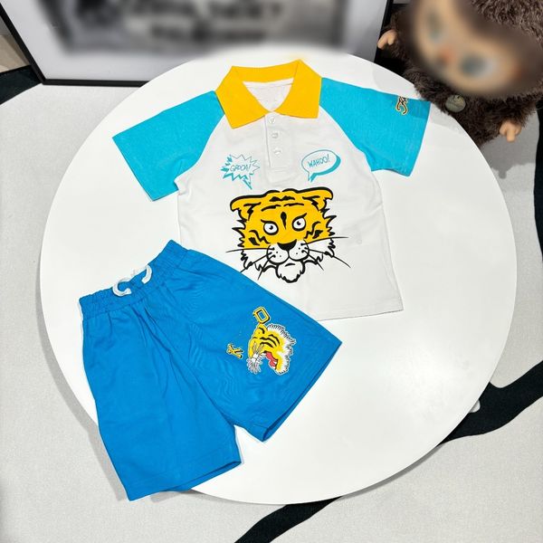 

baby 2 pieces set lapel T Shirt 2025 kid sets baby polo tshirts luxury Tiger Head girl boy Two-piece Fitness Suit Print Sportswear Jogger vacation school start gifts, White
