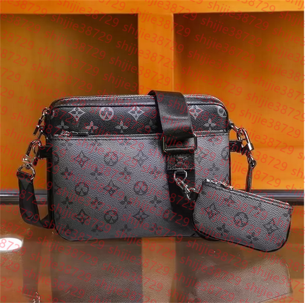 

10A TOP Handbags Women Men Leather TRIO Messenger Bags Luxury Shoulder Bag Make up Bag Designer Handbag Tote Man's bag, 16#