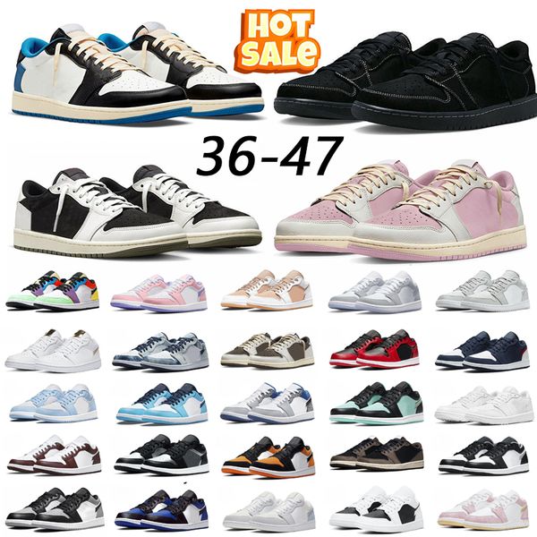

Low Basketball Shoes Reverse Mocha Sail Black Military Blue Canary Shy Pink Medium Olive Velvet Brown Sneakers Womens Mens Trainers Big Size 36-47 with box, #61