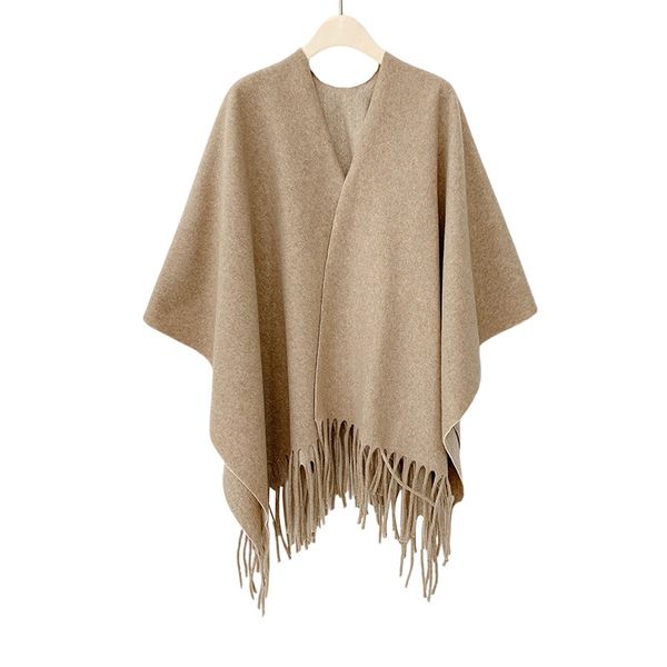 

Premium Solid Color Women's Cloak Thickened with Wool Scarf --800941
