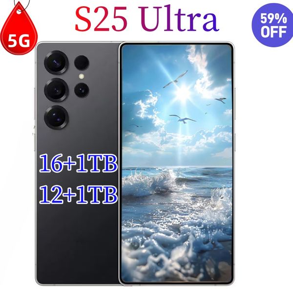 

S25 s24 Ultra 7.3 Inch 5G 16GB+1TB Mobile Phones Unlocked Touch Play Screen cell phone Smart 13 System Android Smartphone Camera HD Display Face Recognition, Grey