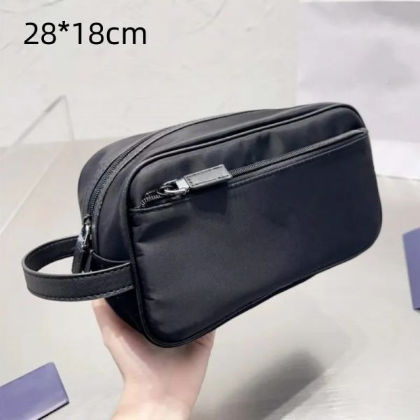 

designer nylon makeup bag cosmetic bag luxury toiletry bags make up handbag small trave wash pouch Solid Black for Woman Men 2025