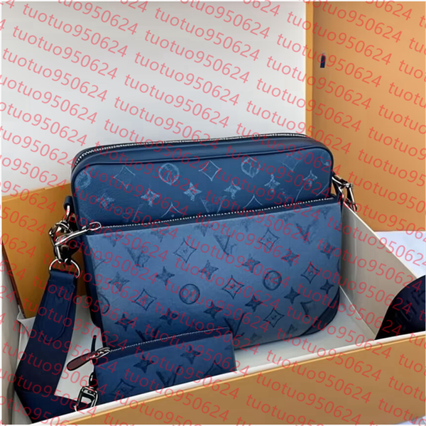 

10A High Quality Designer bags mens womens POCHETTE TRIO Cross Body Wallets Leather tote bag Patchwork handbag shoulder bags Totes Purse Crossbody Bag, Black