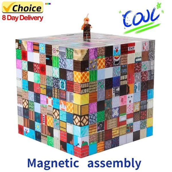 Build Block Set 10~200Pcs Block Building Blocks brick Magnetic Attraction Children's Puzzle DIY Diversified And Personalized Assembly Toy Set Toy