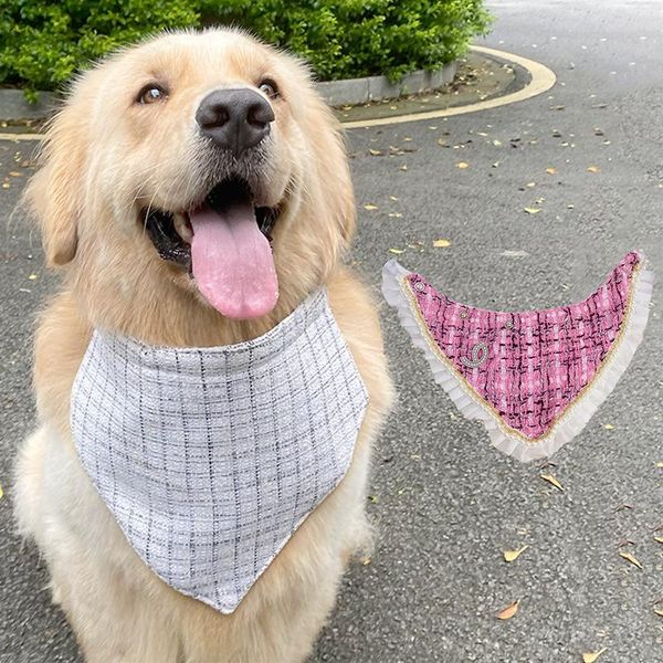

Designer Collar Designer Dog Supplies Luxury Adjustable Triangular Bandage For Pet Dog Collar Bibs Dog Apparel Accessories, Ivory