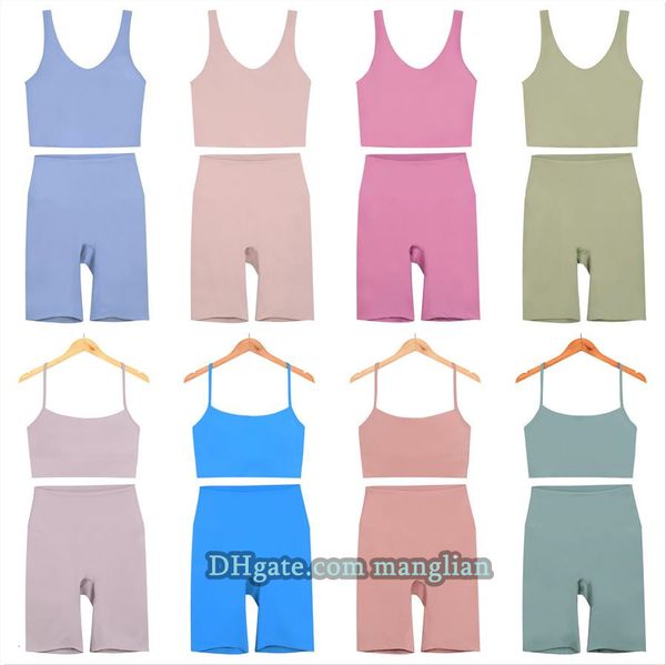 

Women Yoga 2 Piece Suspender bra set Vest Straps + Shorts Designer Yoga Set Sports Camisole shorts set Slim Fit Pilates Running and Everyday Fitness Home wear, Olive green