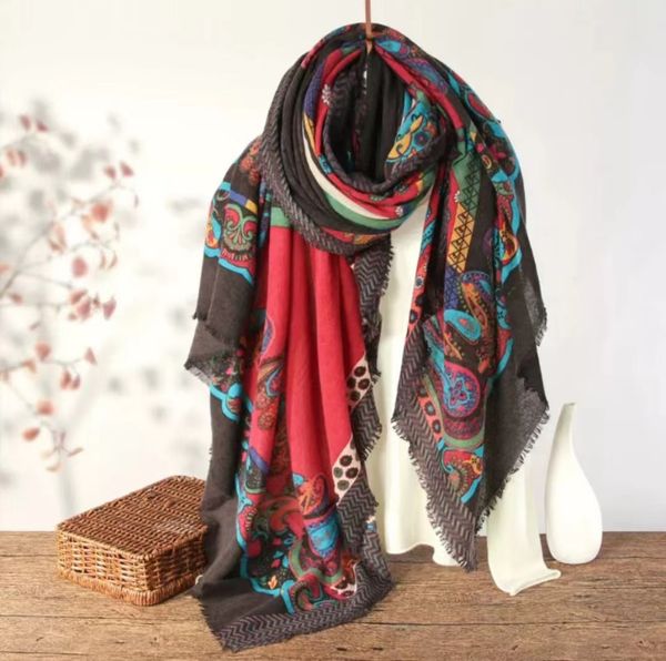 

Ancient craft printed boiled wool scarf --870138