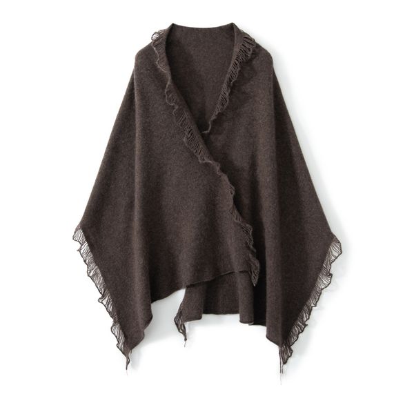 

Single strand solid color tassel knitted thin shawl --831670