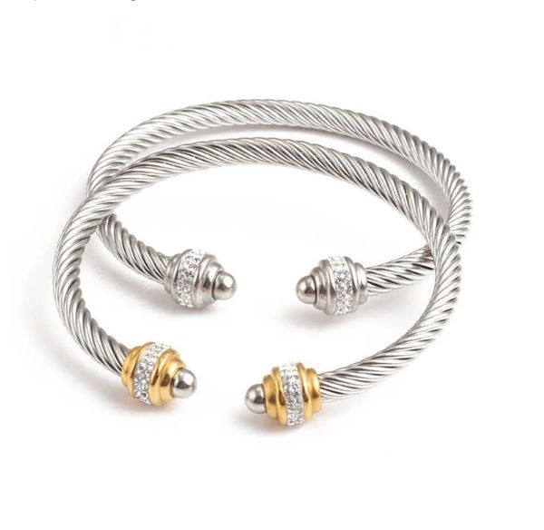 

Fashion Stainless Steel Bangle Designer Bracelet New Colored Zircon C Shape Twist Bracelet for Women Adjustable Party Luxury Jewelry Gift Accessories