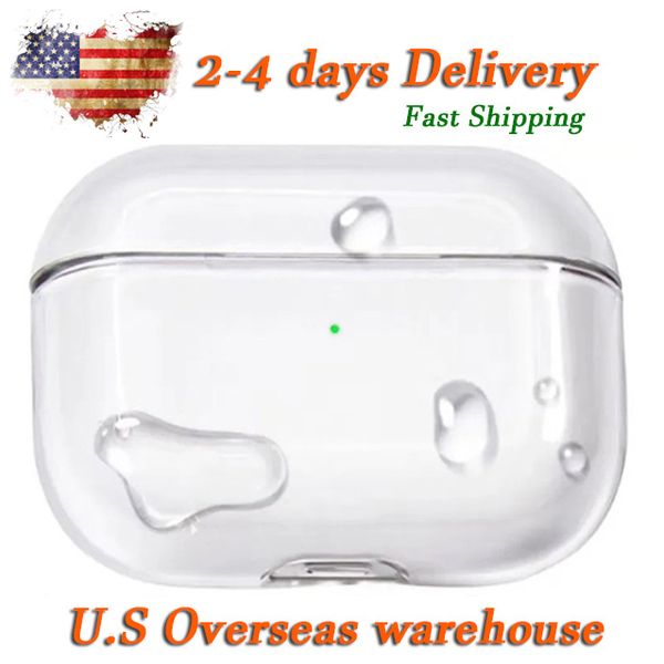 USA Stock For Apple Airpods Pro 2 Air Pods 4 3 Earphones Airpod Bluetooth Headphone Accessories Solid Silicone Cute Protective Case 4th Wireless Charging Box TPU Case