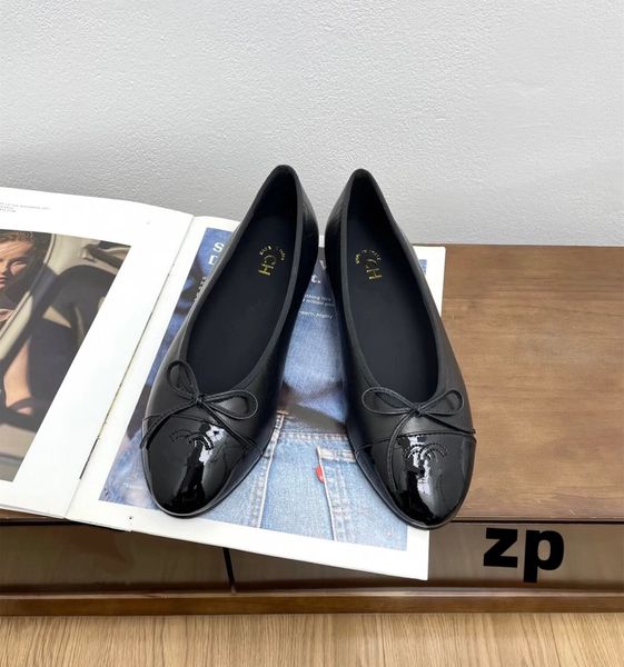 designer shoes Paris Brand designer Black Ballet Flats Shoes Women Quilted Genuine Leather Slip on Ballerina Luxury Round Toe Ladies Dress Shoes Slingbacks