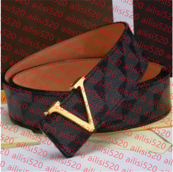 

Fashion Big Buckle Genuine Leather Belt Orange Box Designer Men Women High Quality New Mens Belts AA6, Gold