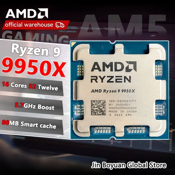 AMD Ryzen 9 9950X R9 9950X New Processor 5.7GHz 16-Core 32-Thread 80MB Game Cache 4NM TDP 170W Socket AM5 Gaming CPU Zen 5