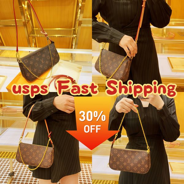 

Designer Bag Women Crossbody Shoulder Bags Chain Wallet Lady Easy Pouch On Strap Purse Letters Emed Wer Stripes Brand Handbags M81066 M80349 51 153, Brown