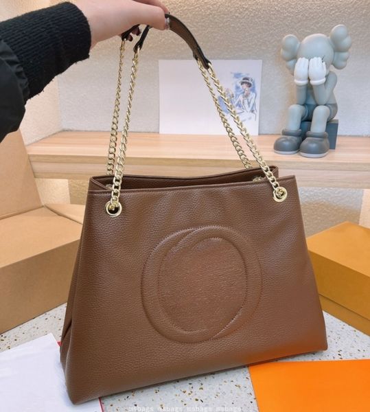 

Woman Medium Totes bag designer bag shoulder chain purse fashion Emboss Letters Leather 5A, New 3(24*18*18cm)