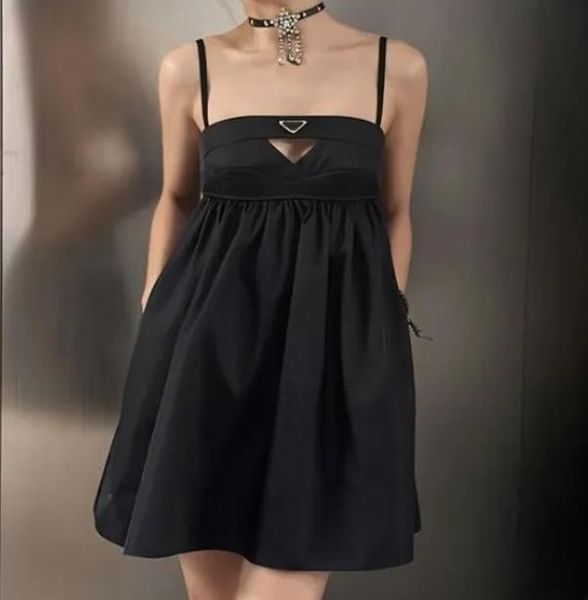 

25SS Designer Triangle Nylon Women Dress New Multiple options Brief Dinner Dress Strap sexy Casual Party Girl Set Classic Black, White3