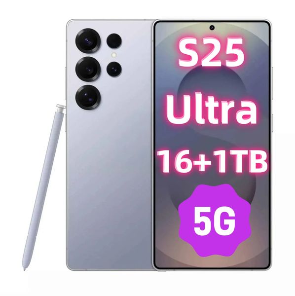 

S25ultra 7.3Hd 16Gb+1Tb Smartphone Cell Dual SIM 5G Phone Display 13Mp+50Mp Camera Android 13 Mobile Fingerprint Face ID GPS 11Box, Grey