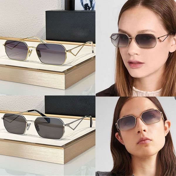 

Luxury Square Frame Sunglasses For WOMENS Grey Gradient Lens UV400 PRA51S Avant Garde Style Side Hollow Out Three Edges Pattern Mens Driving Protective Goggles