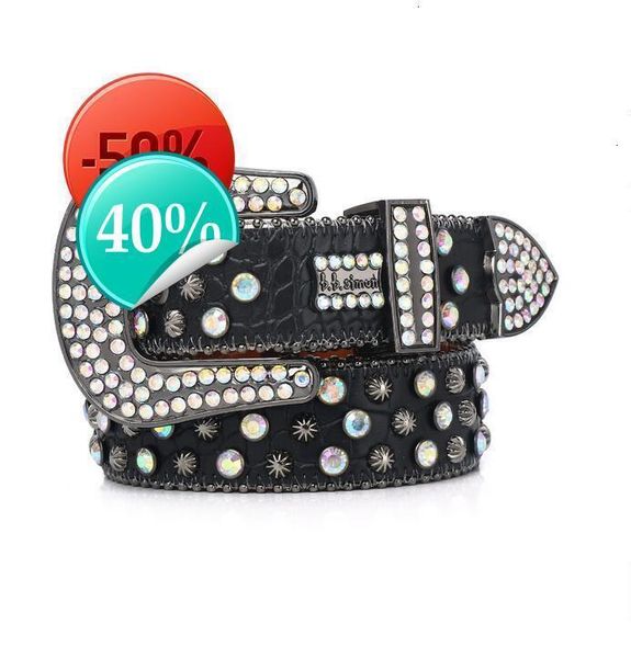 

fashion diamond bb simon belt Bling studded crystal belt Casual woman Leather designer for man lady belts punk Belts Mens rock Luxurys rhinestone bucklelml, 03_color
