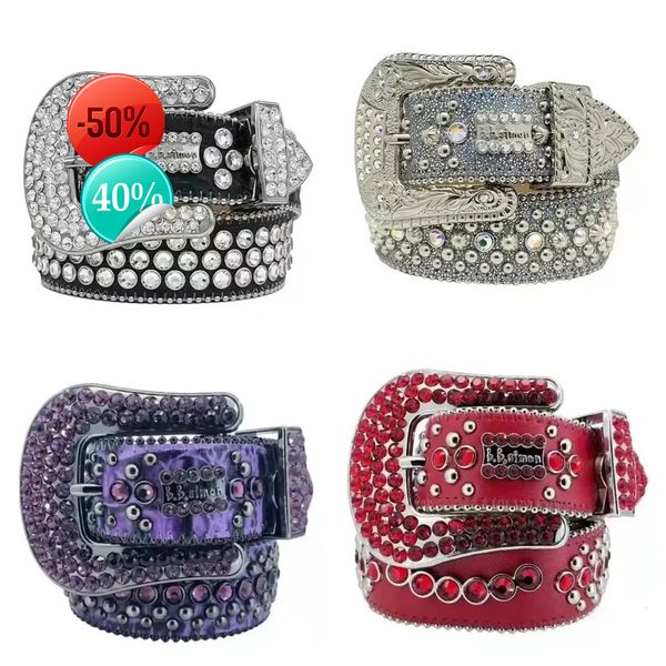 

Bb Simon belt designer Y2K belt luxury vintage pin buckle belt 20 colors crystal diamond hip hop rhinestone waist fashion solid color shiny PU belt jeans beltlml, Blue