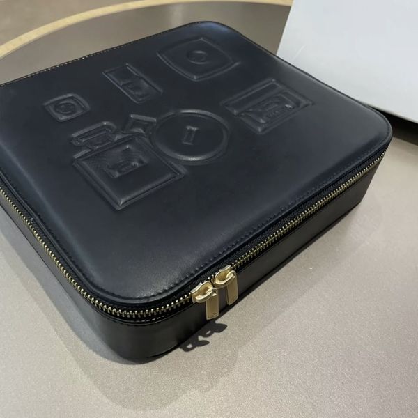 

Designer Black Leather Jewelry Beauty Make Up Box Large Capacity VIP gift C Classical collection Party Gift