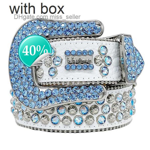

Designer Bb Simon Belts for Men Women Shiny diamond belt Black on Black Blue white multicolour with bling rhinestones as gift miss sellerml, Brown
