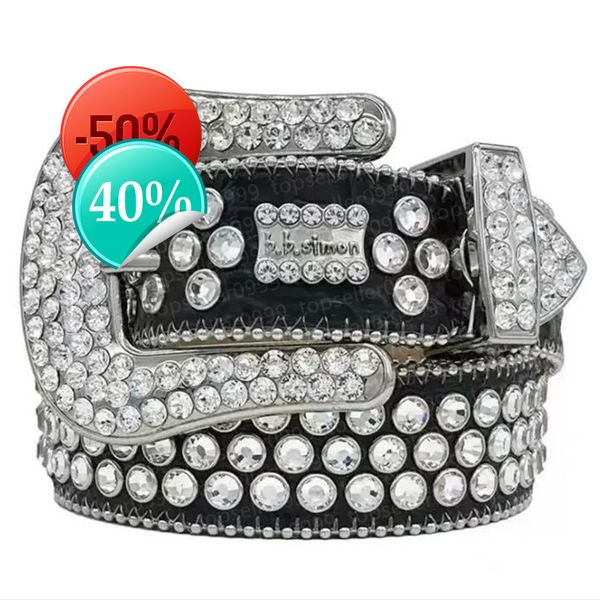 

Bb Simon Belt Designer Top Quality Mens Womens Belt With Full Rhinestone Bb Belts Simon Skull Needle Buckle Waistbands For Giftlml, Style5 black on orange