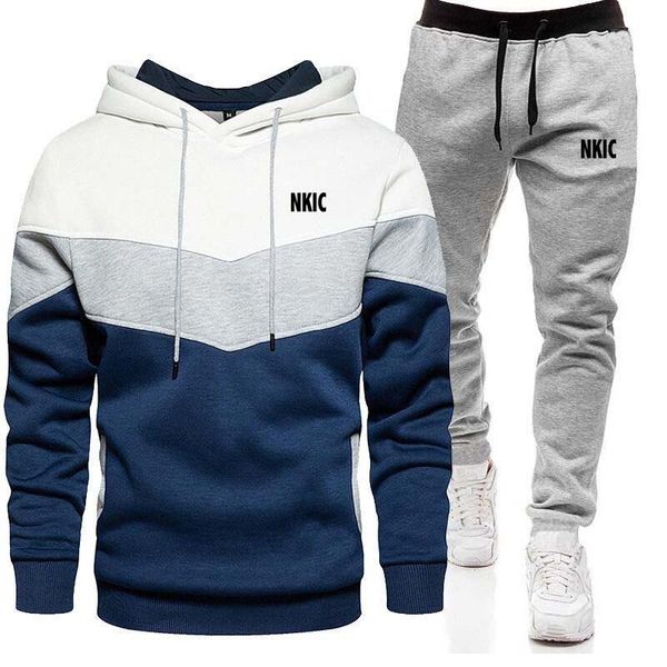 

Men's Sets Spring Autumn Patchwork Hoodie and Pants 2 Pieces Casual Tracksuit Male Brand Running Jogging Sportswear Suit, Red