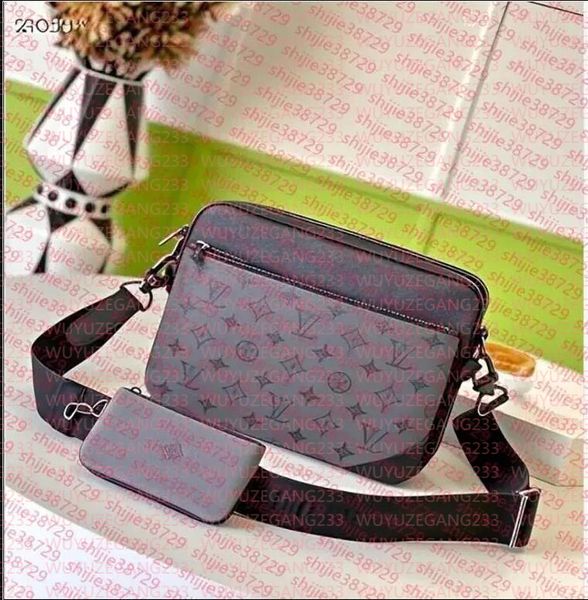 

Top 3 piece Quality Messenger Bag Cross Body Leather Patchwork Men Women handbag shoulder bags designer fashion wallet phone Wallets purse tote bag, Deep blue