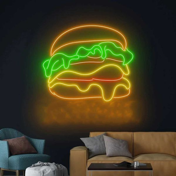 Burger Restaurant Neon Sign Make Life Better Food Shop Wall Decor Z250218
