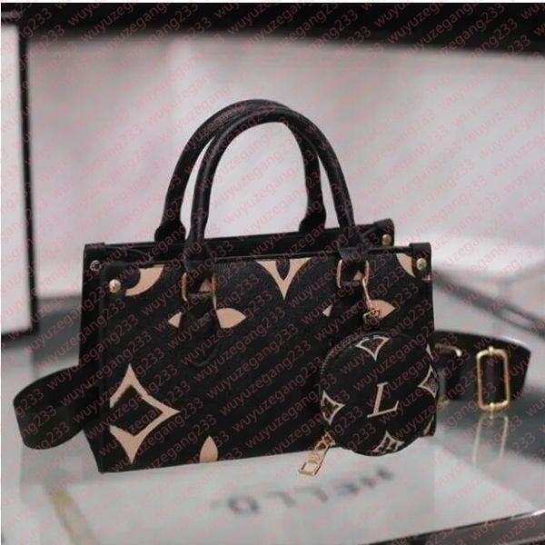 

ON THE GO s handbag clutch Designer bag EAST WEST Genuine leather totes top handle small pochette emed bags with mini purse Womens crossbody Shoulder Bag, Beige