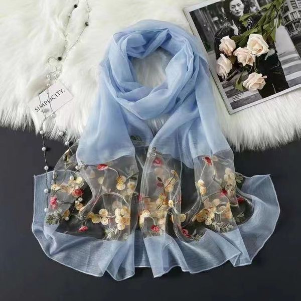 

New Embroidered Elegant and Versatile Simulated Silk Scarf --855097