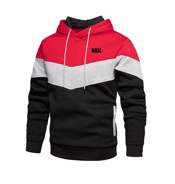 Men's Patchwork Hoodie Outdoor Casual Sportswear Street Fashion Men's Fleece Thermal Brand Hooded Sweatshirt Fall Winter Plus Size S-3XL