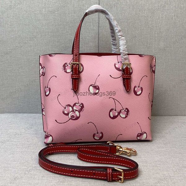 Totes Red Cherry Print Tote Armpit Women Designer Shapes Shoulder Fashion Leather Crossbody Bag Purses Z250219